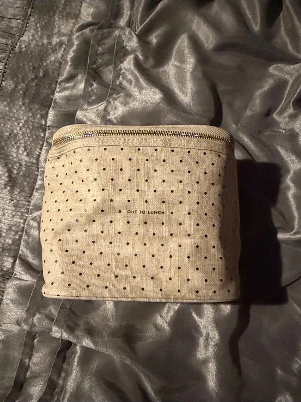Kate Spade Out To Lunch Polka Dot Cosmetic Pouch in Beige